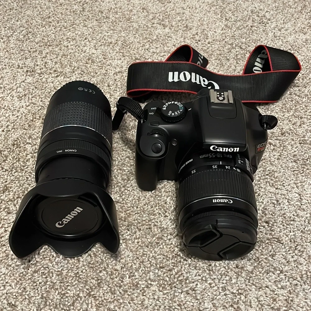 Canon EOS Rebel T3 1100D Camera Zoom Lens & Bag
